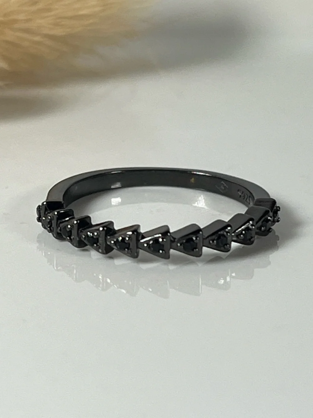 Black Rhodium Plated 925 Sterling Silver Cubic Zirconia Size 8 Stacker Band Ring